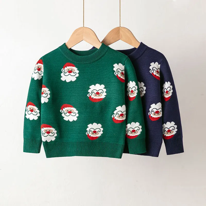 

Children's Santa Claus Sweater for Boys Girls Autumn Winter Tops Clothing Baby Kids Christmas Cartoon Wool Knitted Pullover