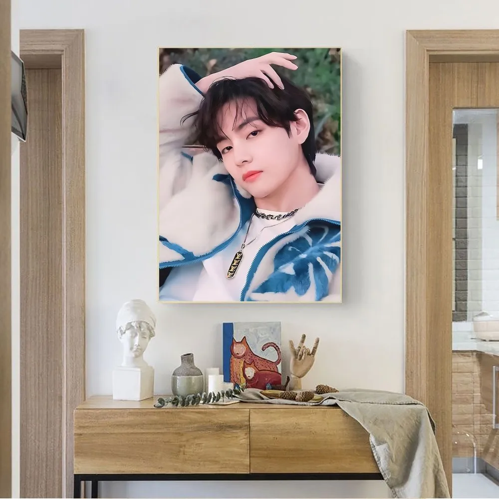 Babaite KPOP Kim Tae-hyung Poster No incorniciato Poster Kraft Club Bar Paper Vintage Poster Wall Art Painting Bedroom Study Stickers