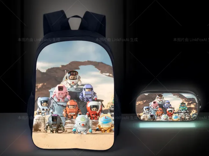 

Kids Labubu Daily Canvas Fashion Daypack and Pen Case,Cartoon Schoolbag Classic Casual Backpack for Student