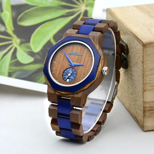 Imagen 2 del producto Reloj de madera para hombre, relojes de pulsera de madera ligeros hechos a mano, reloj de madera para hombre, regalos de reloj de madera para hombres
