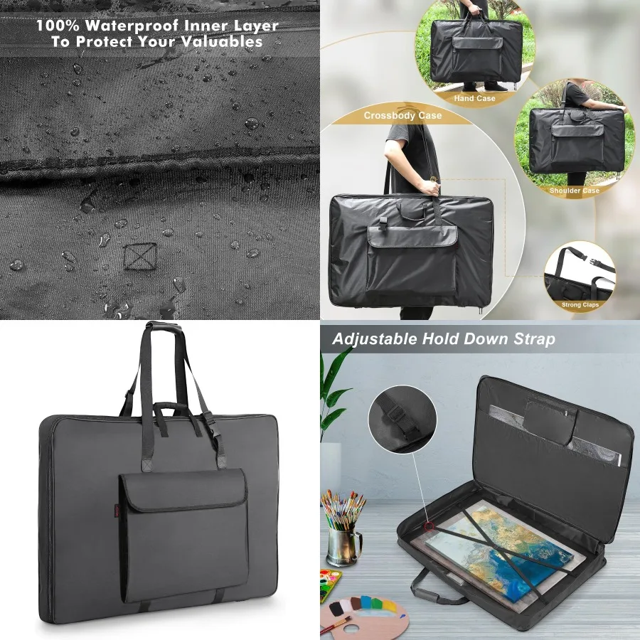 Custodia per portafoglio artistico premium per 24 x 36 opere d'arte Fotografia Schizzo Monitor LCD Pannello solare - Design pieghevole su due lati morbidi con Wat