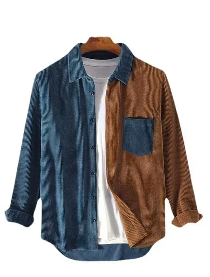 2023 herbst Fracht Cord Männer Langarm Casual Patchwork Taste männer Shirts Hohe Qualität Oberhemd Blusen Männliche Kleidung