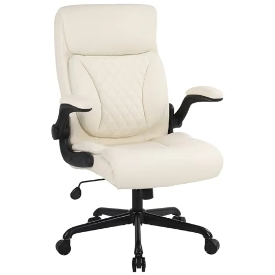Sedia da ufficio direzionale con design ergonomico in pelle PU, altezza regolabile, supporto lombare, braccioli ribaltabili, perfetti per l'ufficio domestico