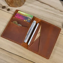 Luufan-Genuíno Carteira de couro curto para homens, titular do cartão de crédito, porta-moedas, Masculino Mini Carteiras Clutch, design simples, Wowen