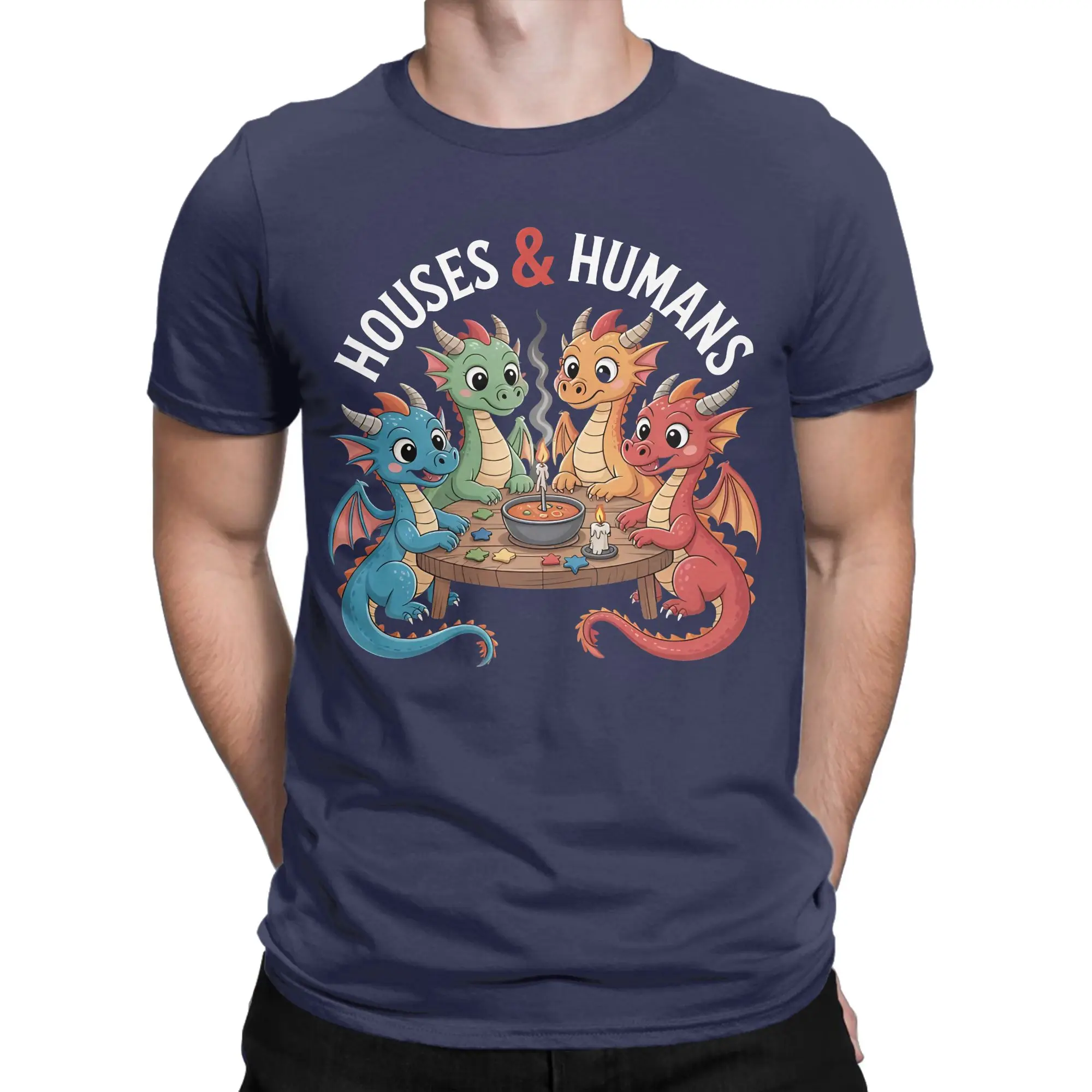 Kawaii Gaming Houses and Humans Funny RPG Parody Gamer  T-Shirt For Men Women Cotton Short Sleeve DnD  Round Neck Summer Tops