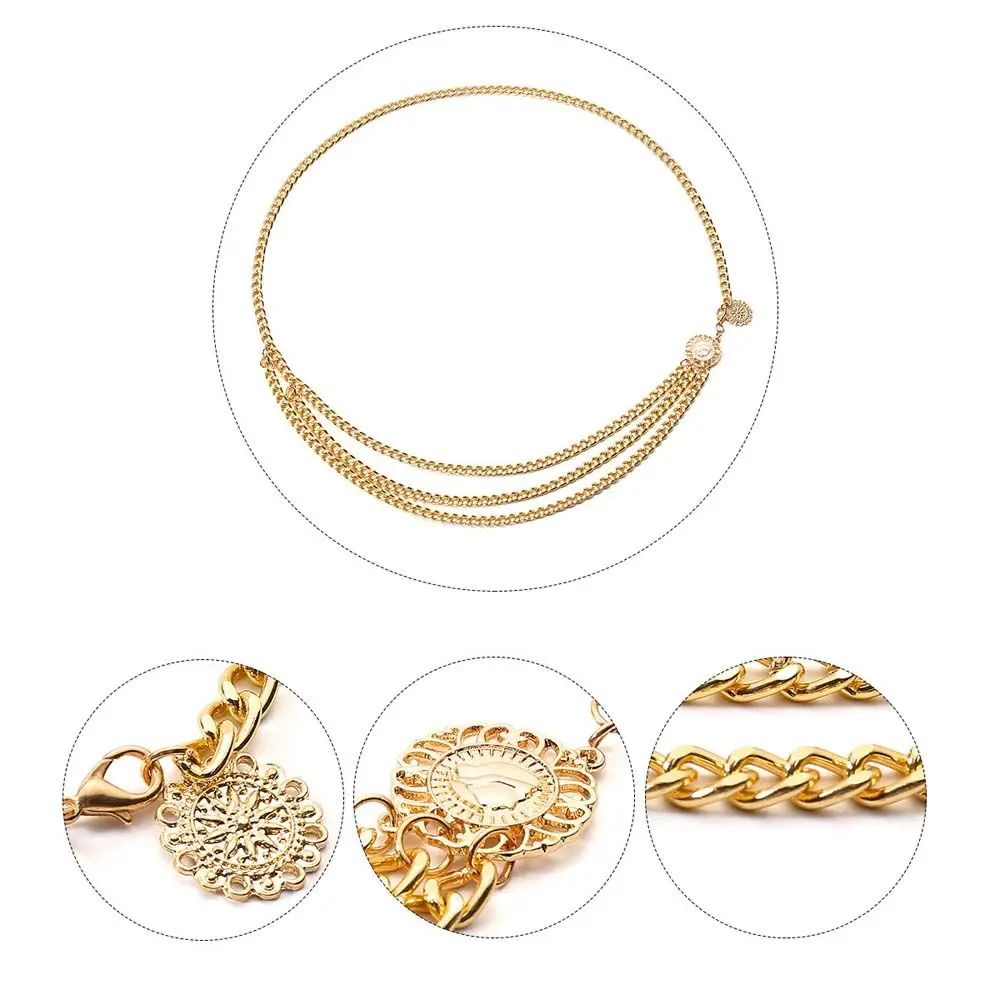 Color Stitching Sun Flower Tassel Clothes Decoration Alloy Chains Aluminum Chain Metal Belts Women Body Chain Waist Chain