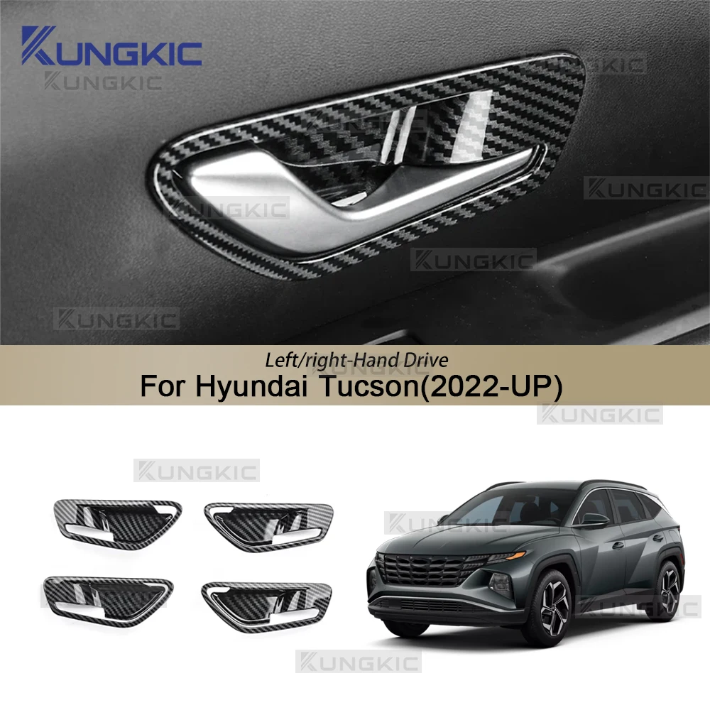 

Для Hyundai Tucson NX4 2022 2023 2024 2025: Накладка на внутреннюю дверную ручку из АБС-пластика с узором под карбон, элемент отделки интерьера автомобиля