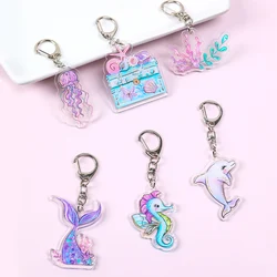 6pcs Little Mermaid Keychains Mermaid Keychains Happy Birthday Party Decoration Kids Under The Sea Party Baby Shower Decoration