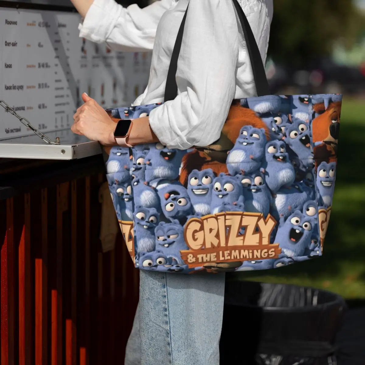 Funny Grizzy And The Lemmings Cartoon Characters Beach Tote Bag Sport Gym Yoga Duffle Large Tote Bag Women Travel Bag