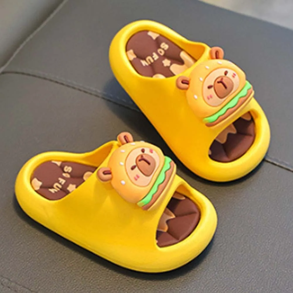 

PVC Cute Capybara Slippers Thickened Soft Cartoon Animal Slippers Rotatable Anti-slip Children's Bathroom Sandals Summer