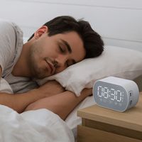 Rechargeable LED Digital Alarm Clock Portable HD Mirror Display Bluetooth Speaker Wireless Bluetooth Sleep Timer Bedroom