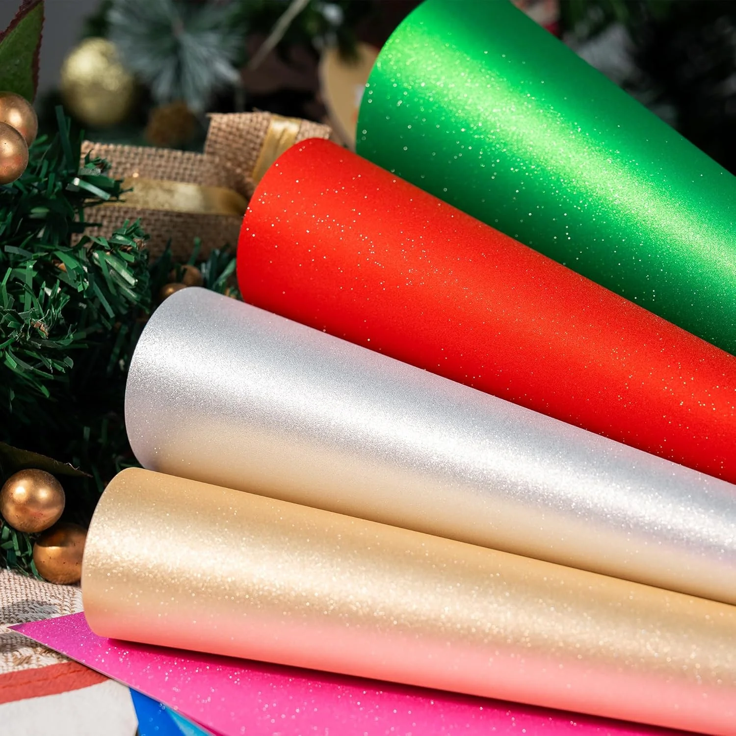 1Roll Smart Glitter Permanent Vinyl for Cricut Maker3/Explore3,Matless Smart Shimmer Adhesive Vinylfor Cricut decoration,Sticker