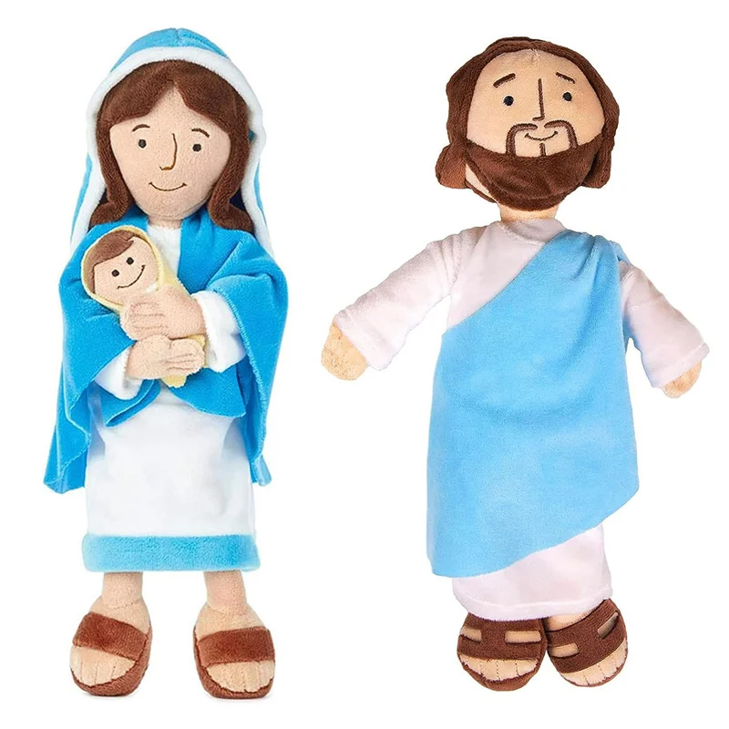 Jesus Virgin Maria Plush Toy My Friend Jesus Stuffed Doll Christ Religious Savior with Smile Plushies Figure Kids Birthday Gift