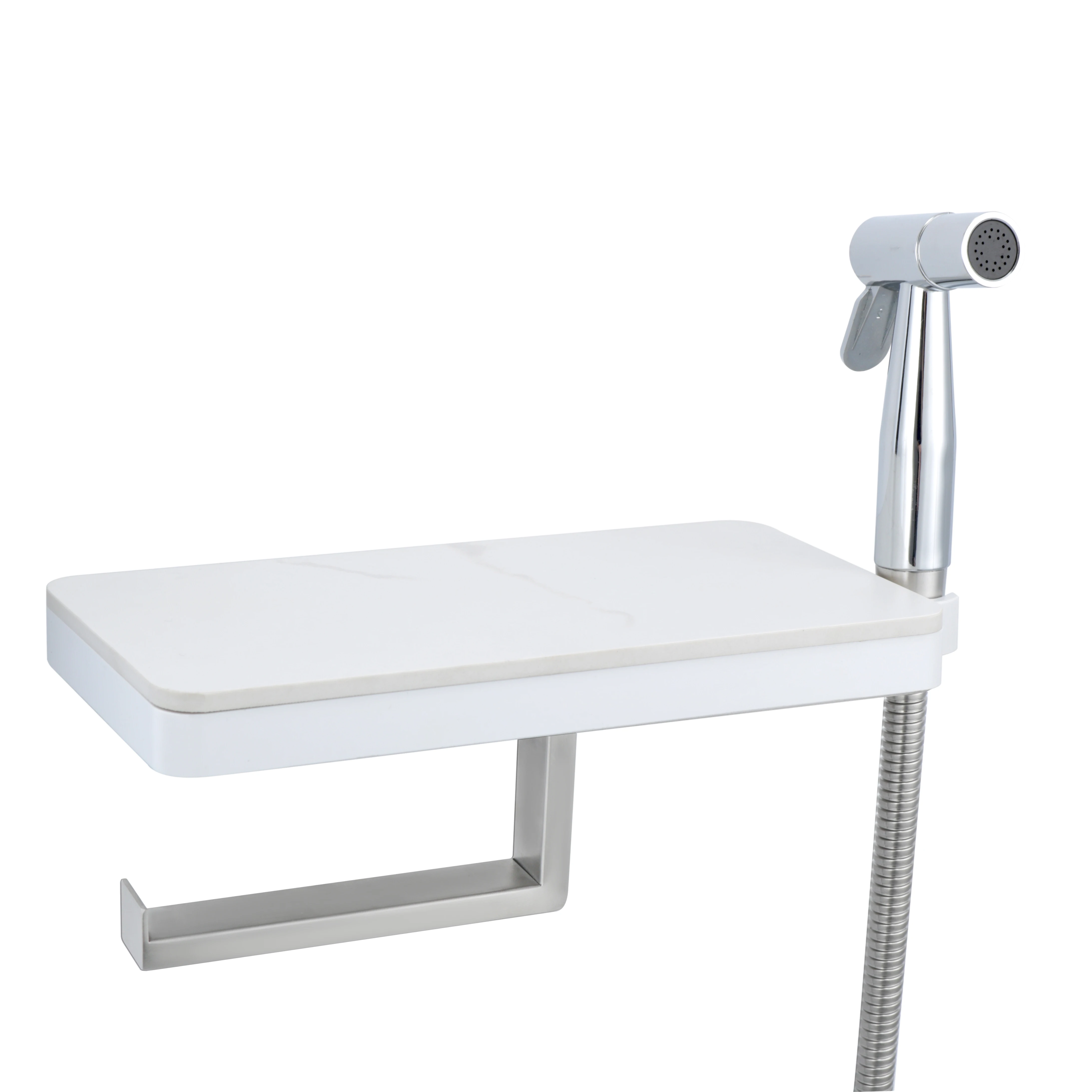 

Лидер продаж 2021, белый многофункциональный мраморный держатель для бумажных полотенец для ванной комнаты, однорычажный водосберегающий распылитель для биде, полка для телефона