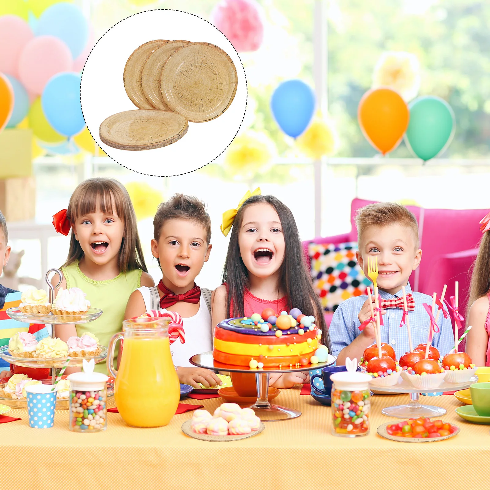 

16Pcs Disposable Wood Grain Paper Plates Rustic Farmhouse Style Birthday Wedding Picnic Party Decoration