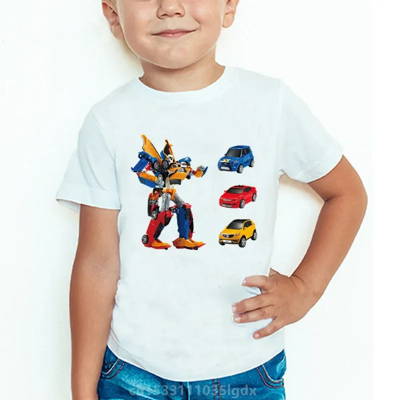 

Tobot Evolution Transformer Robot Car Print Boys T-shirts Summer Fashion Kids Tshirt Streetwear Baby Girls Clothes Children Tops