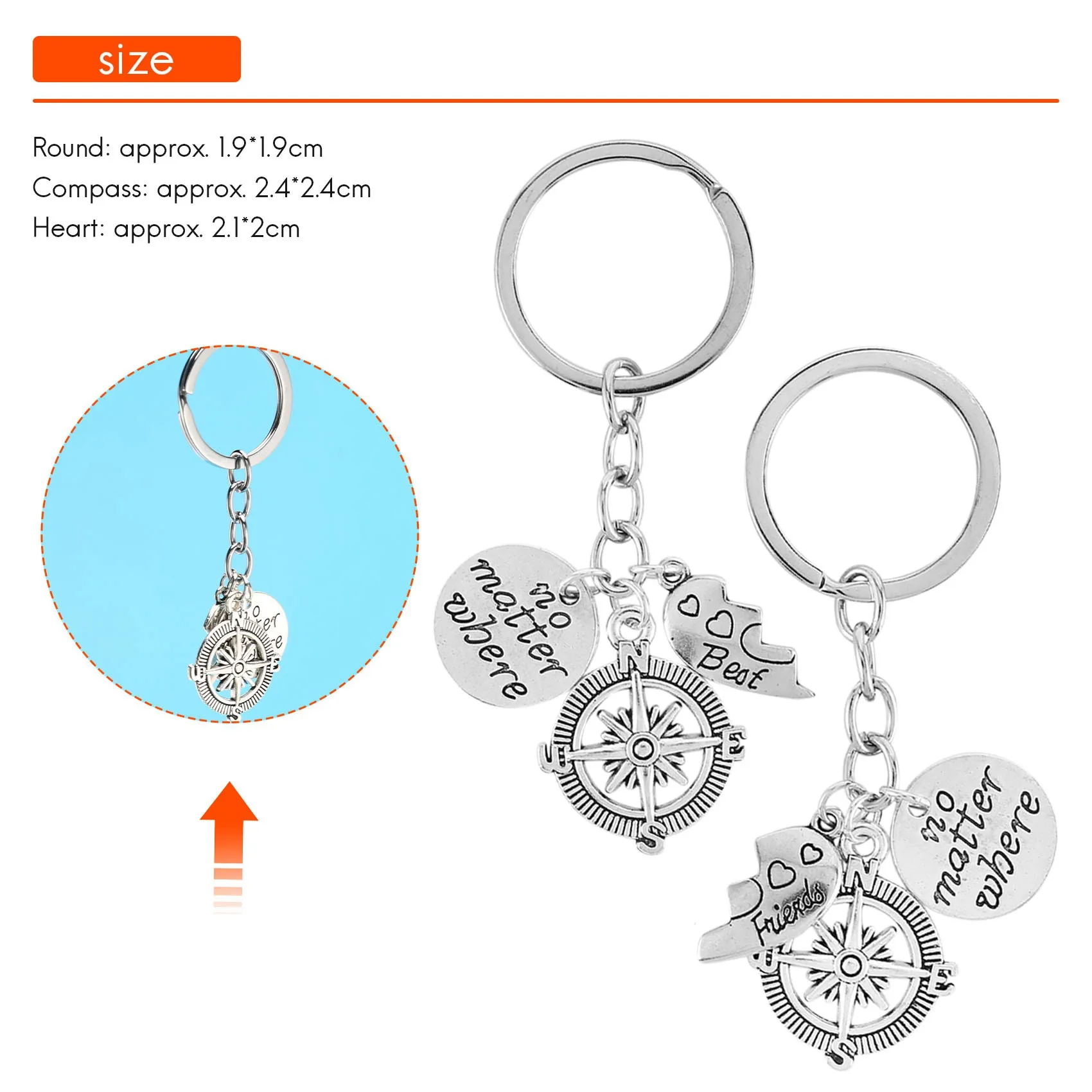 B94A BBF Best Friends Keychains Friendship Love Gift Keyrings For Women (2Pcs)