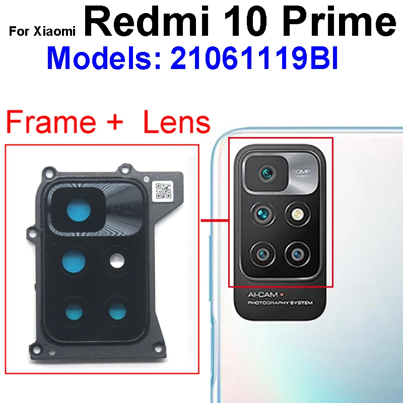 إطار زجاجي لعدسة الكاميرا الخلفية لهاتف Xiaomi Redmi 10 Prime 10 2020 10C 10A 5G غطاء عدسة زجاجية للكاميرا الخلفية مع أجزاء لاصقة #3