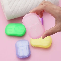 20 pz portatile bagno fette di sapone bagno lavaggio a mano fogli fetta viaggio profumato schiuma sapone carta bagno pulito compresse di sapone