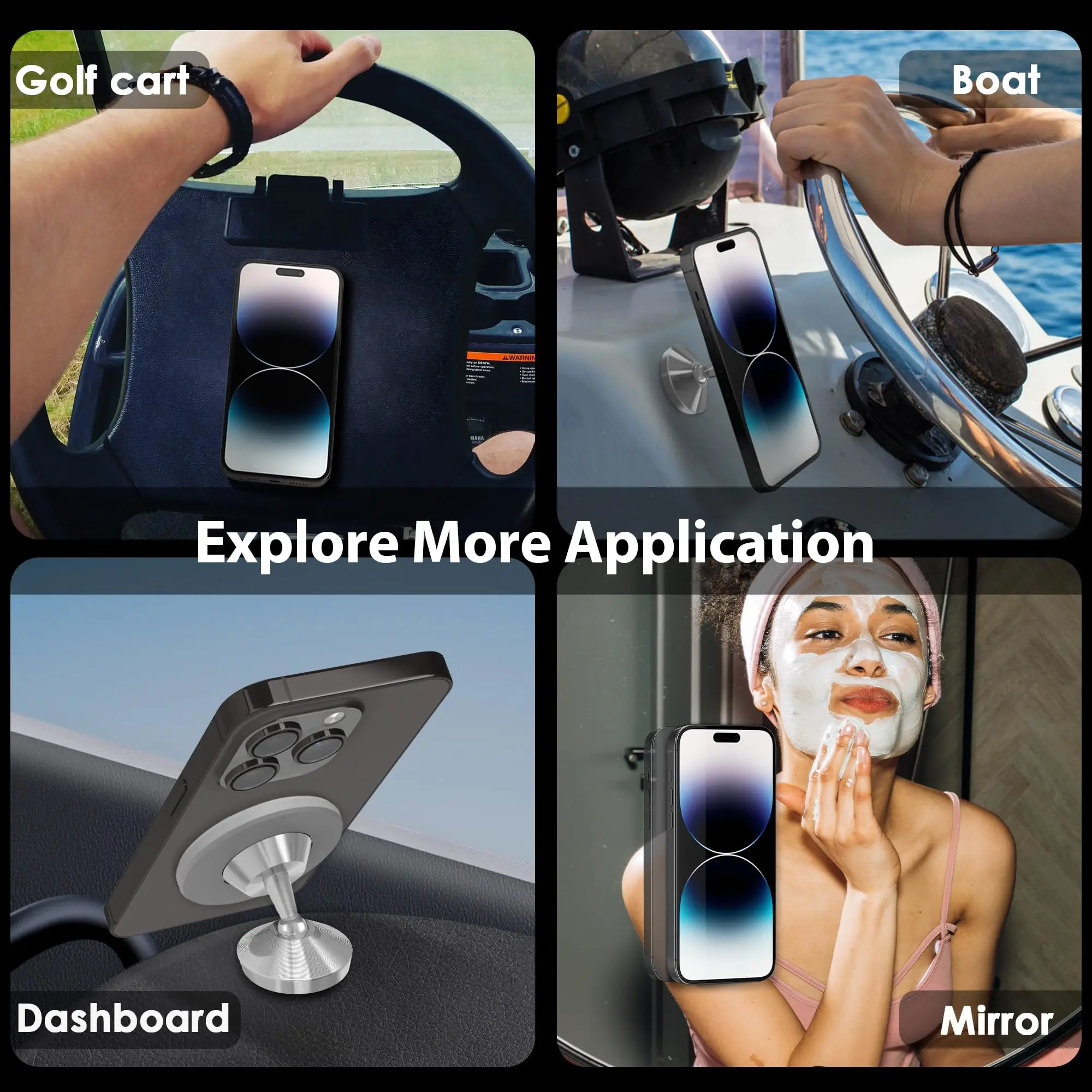 حامل هاتف مغناطيسي من Gym Mate وحامل هاتف شفط مغناطيسي على الوجهين لـ MagSafe. قم بتصوير فيديو بدون استخدام اليدين أثناء العمل