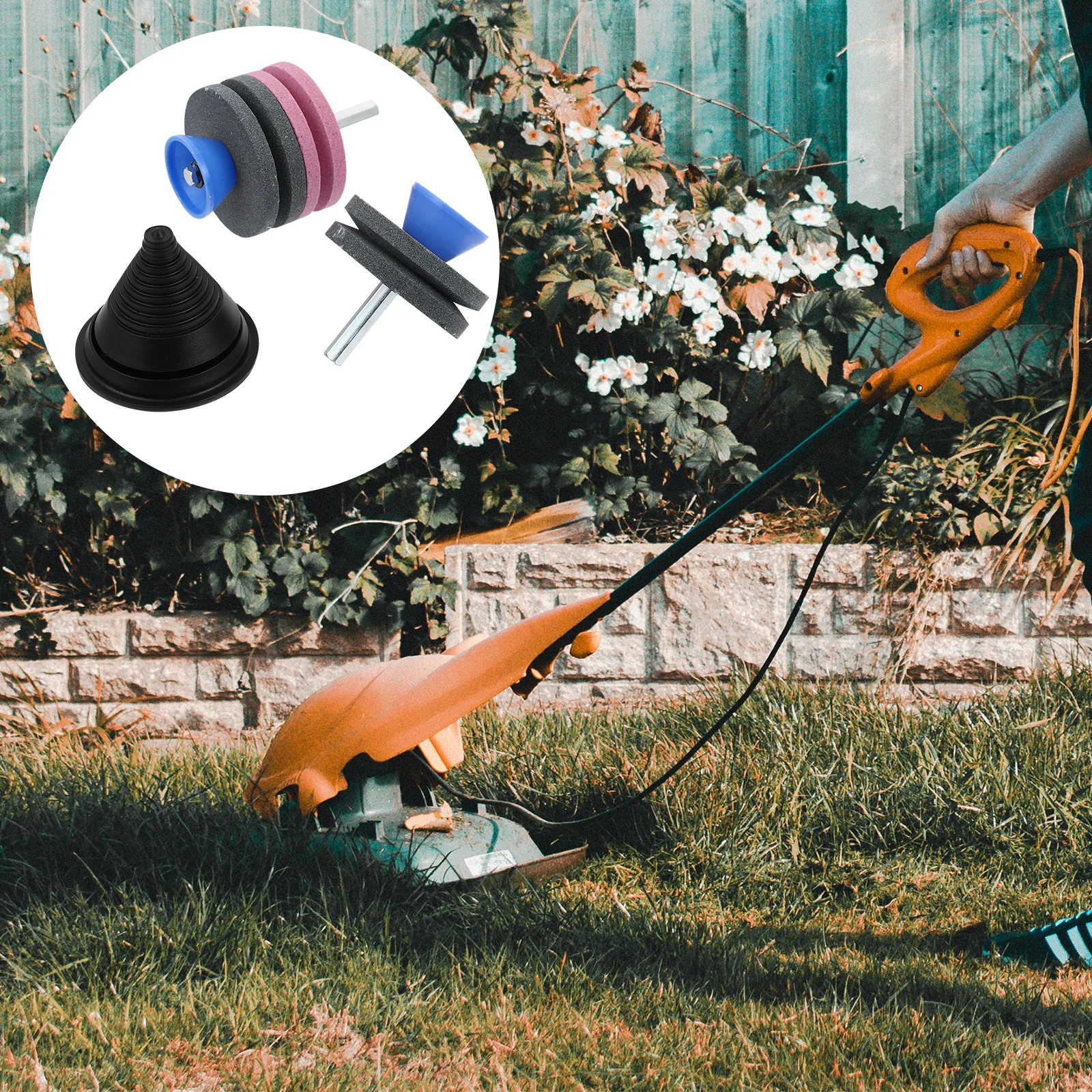 

3Pcs Lawnmower Blades Sharpener Stone Premium Material Durable Grinding Stone Garden Polishing Wheel Sharpener Tool Courtyard
