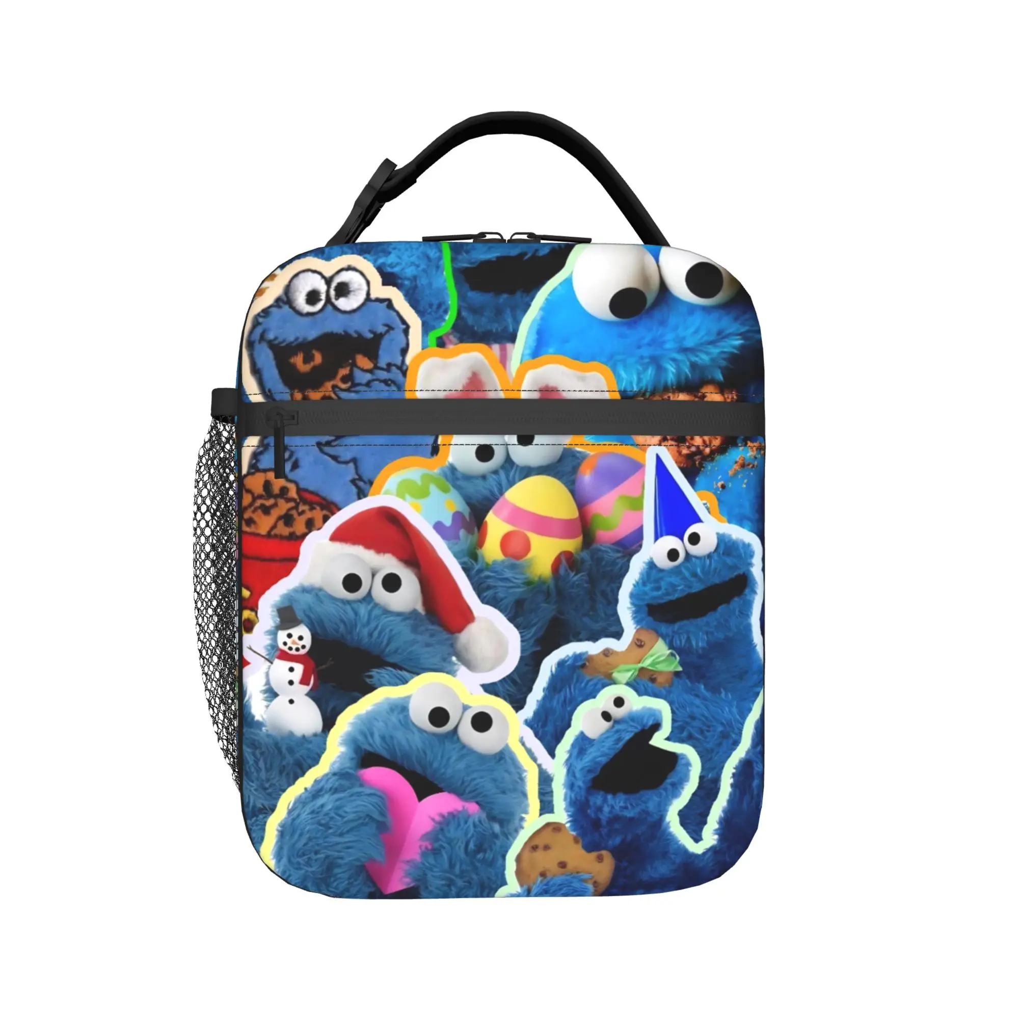 Cookies Blue Monsters Insulated Lunch Bags for Men Women Cartoon Storage Food Box Portable Thermal Cooler Lunch Box For Picnic