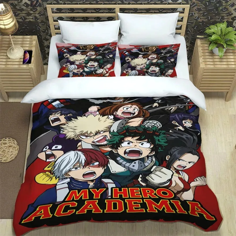 

Japan Anime My Hero Academia Bedding Set 3D Printed Duvet Covers Pillowcases Twin Full King for Kids Adults Bedroom