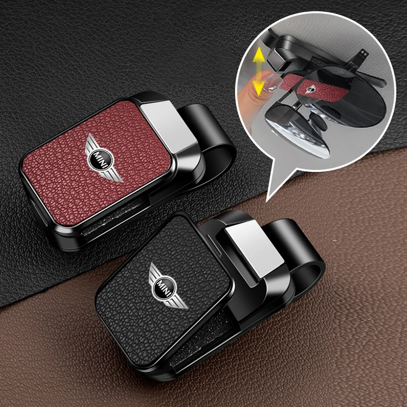 

Leather Car Sun Visor Glasses Box Card Pen Holder Eyeglasses Storage Case For BMW Mini Cooper S JCW R55 R5 Clubman Countryman