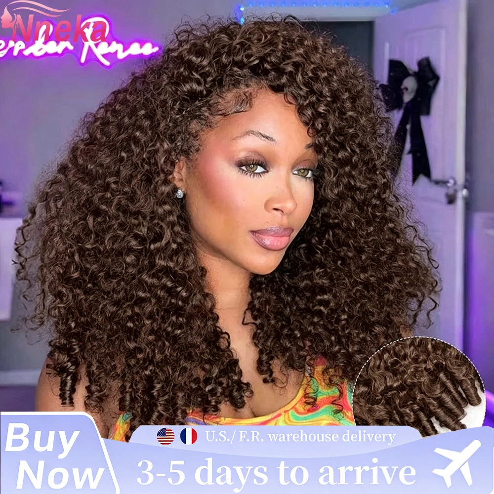 

Nneka Chocolate Brown Ombre Burmese Curly Human Hair Wigs 13x6 13x4 HD Lace Frontal Wig Vietnamese Lace Front Human Hair Wigs