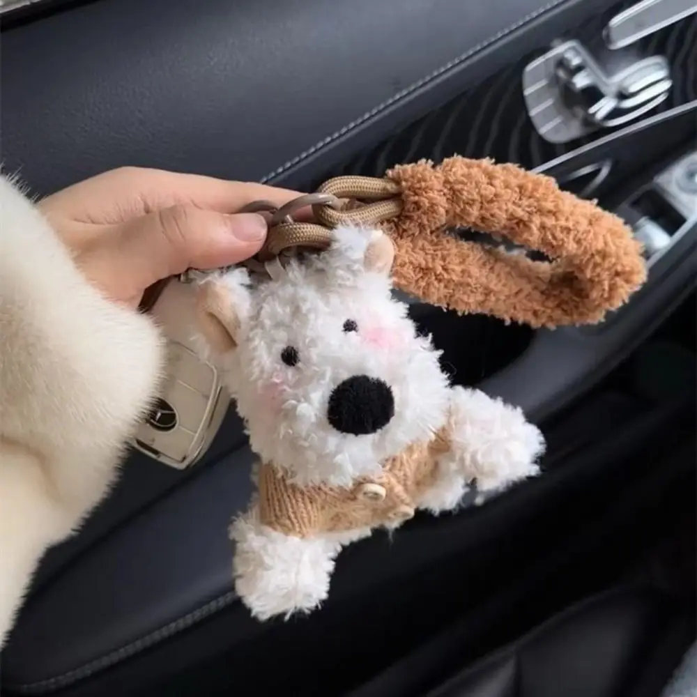 Stuffed West Highland Bag Pendant Anti-lost Cartoon Animal Plush Puppy Doll Keychain Plush Cute Car Hanging Pendant Bag Pendant