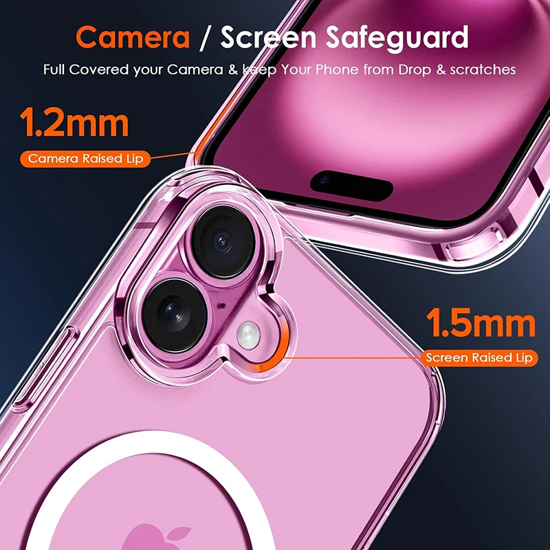 Funda transparente de lujo magnética para carga inalámbrica Magsafe para iPhone 17 16 15 14 13 12 11 Pro Max Plus Mini 6