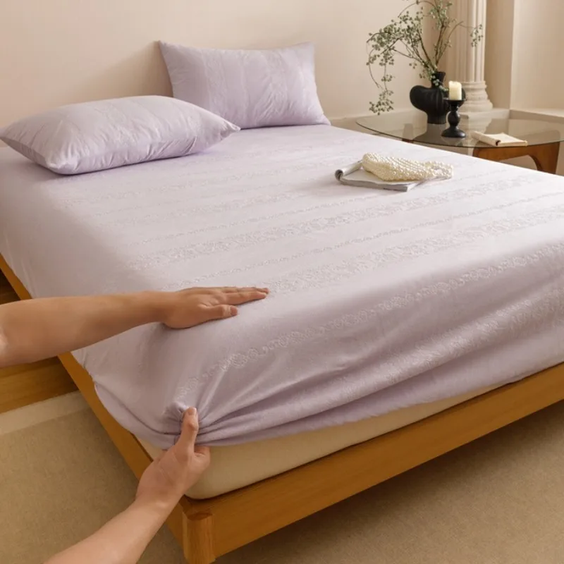 Milk fleece fitted sheet single piece 2025 new mattress protective cover flannel fitted sheet, no pillowcase