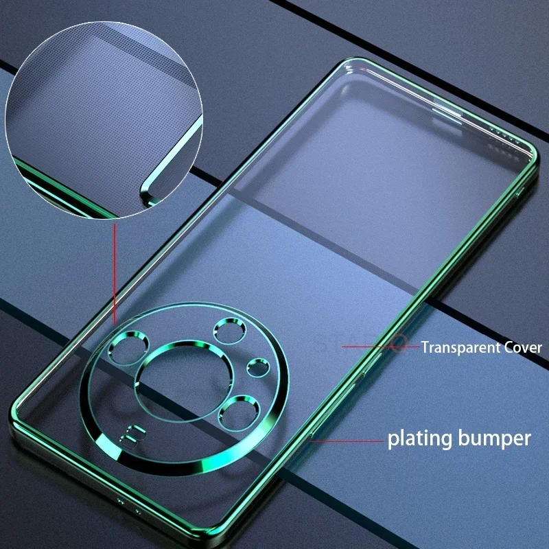 Magic6 magic5 lite luxo chapeamento caso claro para huawei honor magic 6 5 lite 5g silicone macio transparente capa traseira 6lite 5lite