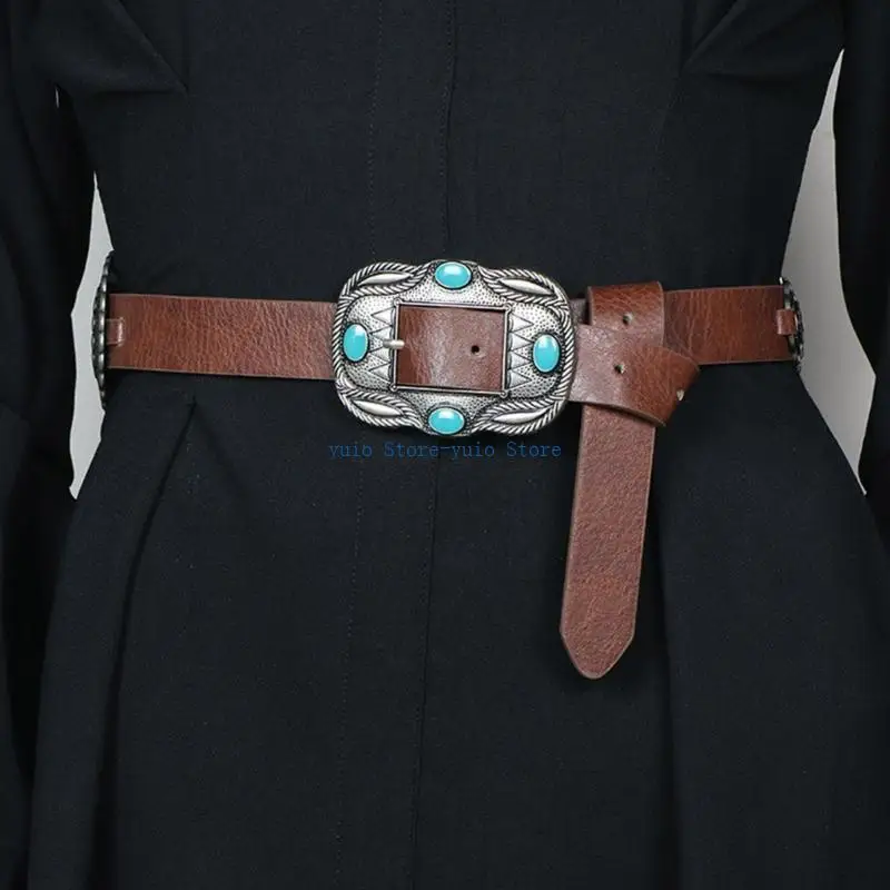 

X7XB Thin Belt For Womens Metal Buckle Waist Belt Leathers Belt for Dress Sweater