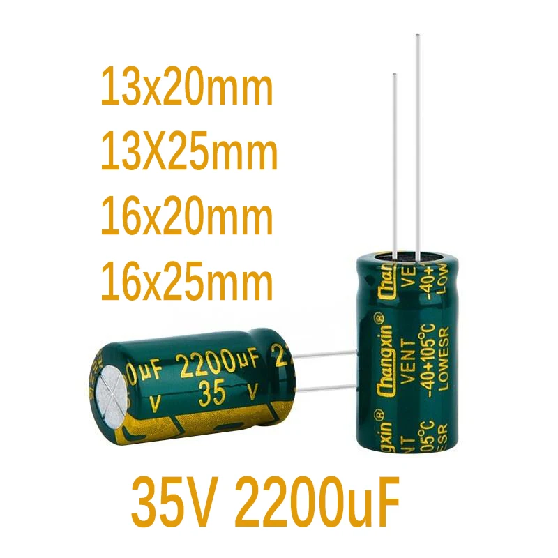 

(10PCS)35V2200UF 13x20mm 13X25mm 16x20mm 16x25mm High-Frequency Low-Resistance Electrolytic Capacitor 2200UF 35V