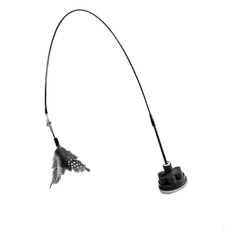 لعبة تفاعلية على شكل عصا دعابة للقطط ذات الريش مع قاعدة كوب شفط للحيوانات الأليفة الملل #1