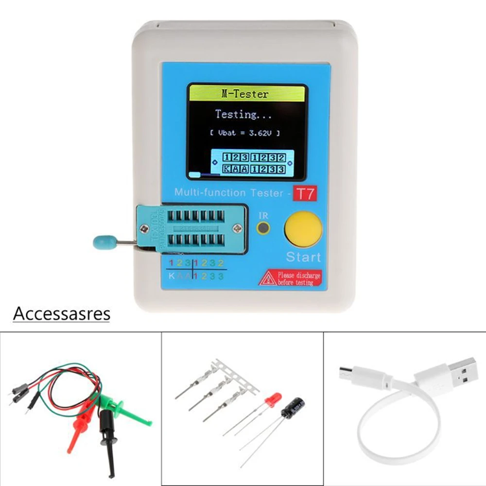 LCR-T7 New Transistor Tester TFT Diode Triode Capacitance Meter LCR ESR Meter NPN PNP MOSFET IR Multifunction Tester Multimeter