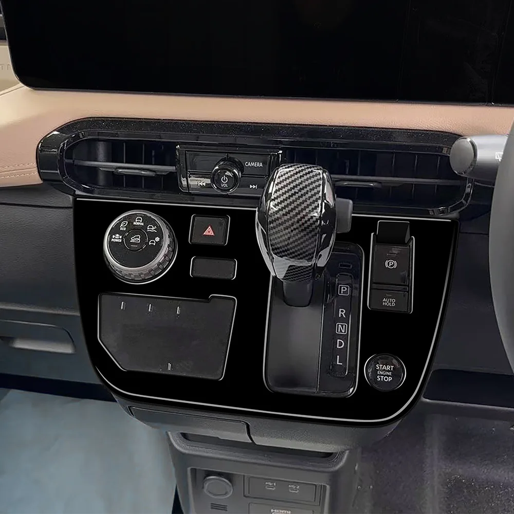 Für Mitsubishi Delica MINI 2025 2026 ABS Carbon-Faser Schwarz Schalthebel-Abdeckung Zierleiste Aufkleber Dekoration Zubehör