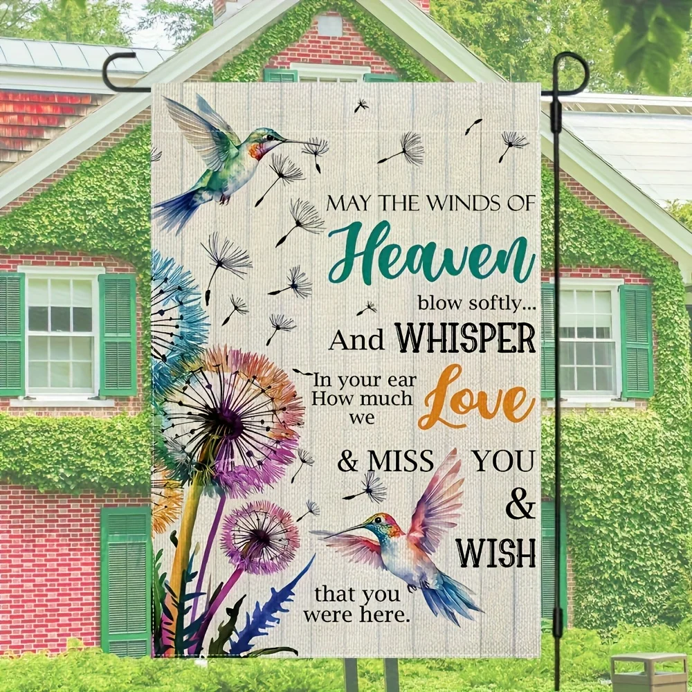 1, Angel Wind Flashes Garden Courtyard Flag | Double Sided Memorial and Remembrance Design, Vibrant Flowers and Hummingbird Patterns, 12.0x18.0 Inches, Polyester, Suitable for Outdoor Home Decoration, Garden Decoration, Excluding Flagpoles