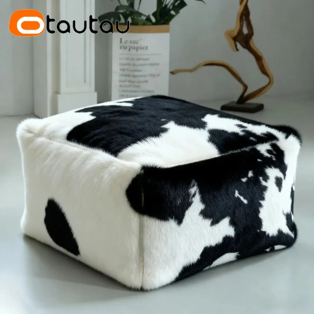 OTAUTAU Capa de pufe de pele sintética Banco otomano JD033【Sem enchimento dentro! Você precisa comprar enchimento sozinho!】