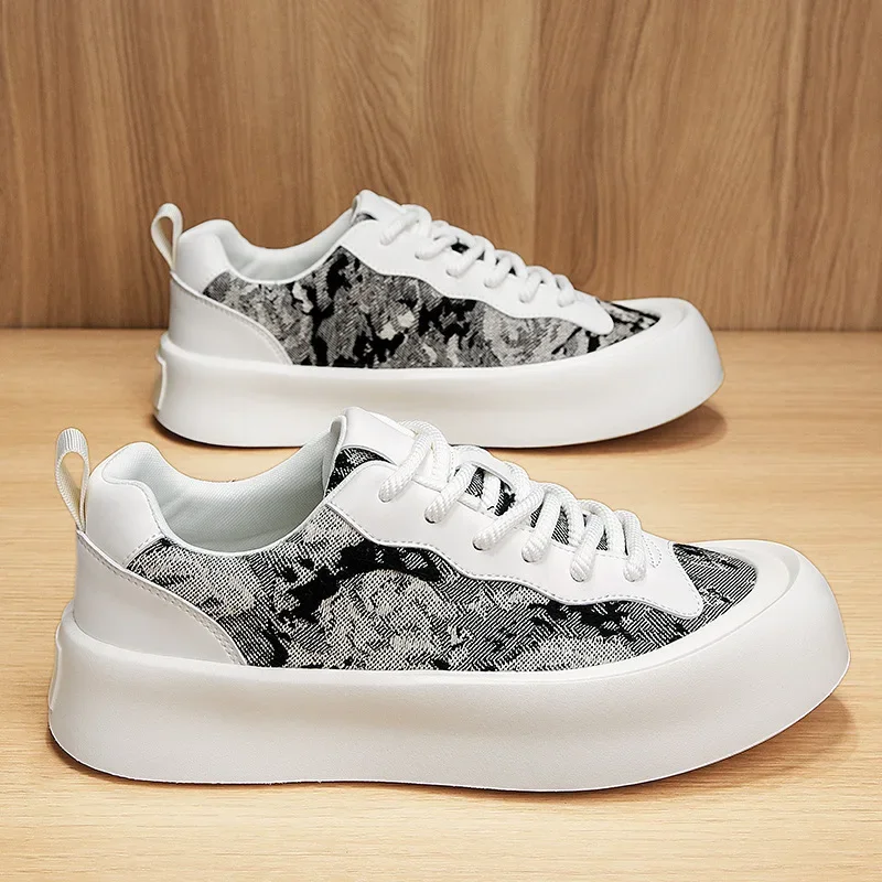 

Low-Top Thick-Heeled Casual Men's Canvas Shoes Summer New Style Versatile Fashionable Trendy Shoes Breathable round Toe Rubber S