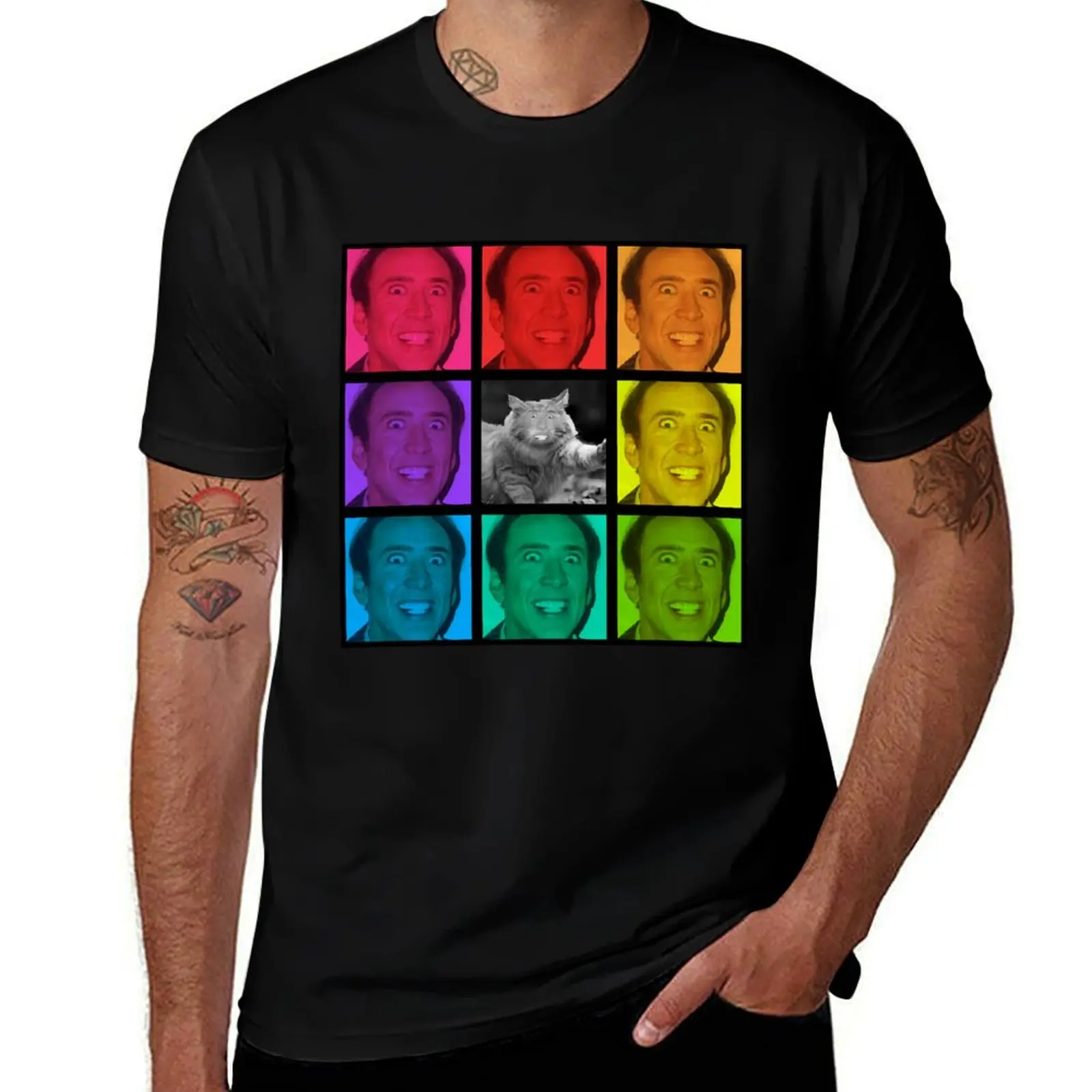 

Nicolas Cage Stage Name Actor Filmmaker Coppola Received Many Awards Rainbow Feat Nic Cage Cat Cool T-Shirt