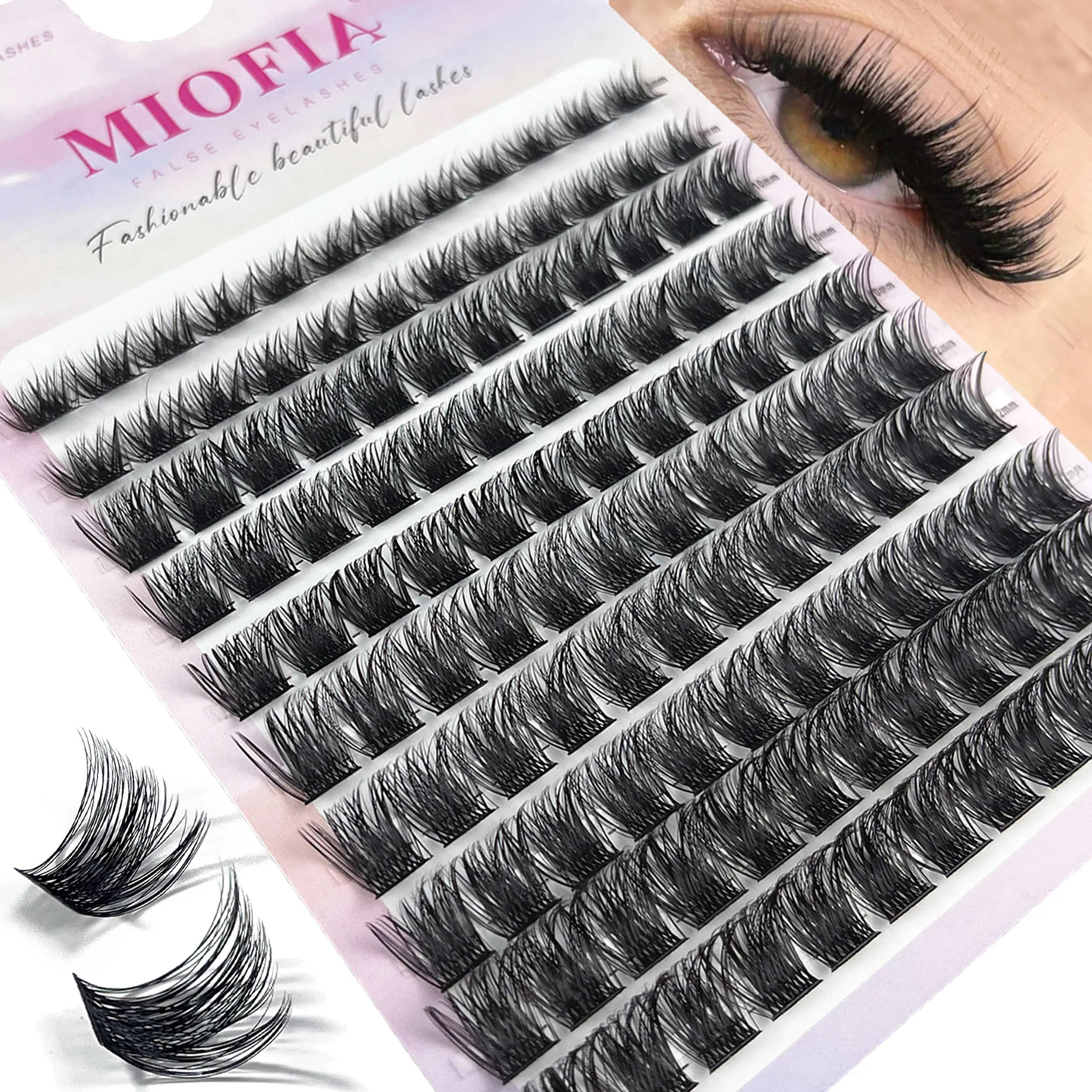 

10 Rows Individual Lashes Cluster D Curl 8-14mm Mixed Length Natural Thin Segmented Eyelashes DIY Eyelash Extension Makeup Tool