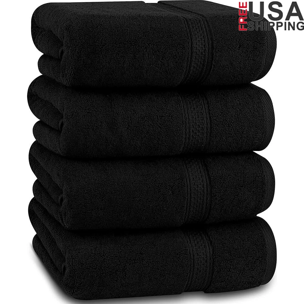 Premium Bath Towels Set 4 Pack 100 Cotton Highly Absorbent Soft Lightweight 600GSM Quick Drying Terry Towels Ideal Home Gym Spa