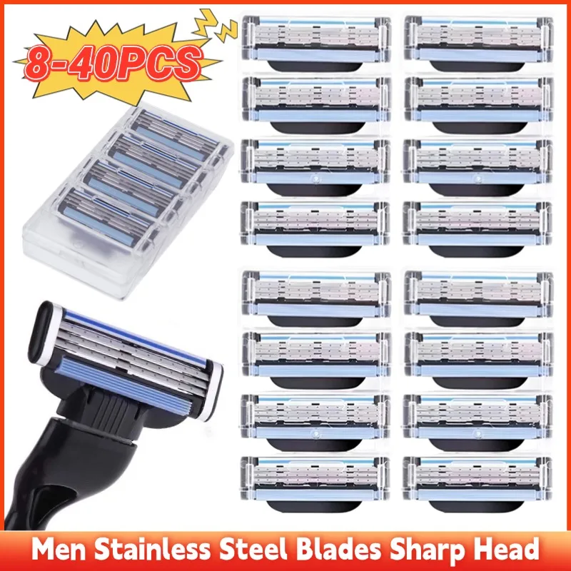 

8-40 шт. режущие головки для бритвы Gillette Fusion, лезвие из нержавеющей стали, острая сменная головка, аксессуары для бритвы, мужские товары, подарок