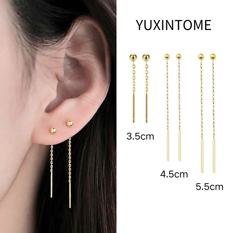 

Simple Round Beads 3.5cm/4.5cm/5.5cm Long Chain Tassel Earrings for Women Luxury Chain Piercing Stud Earrings Fashion Jewelry