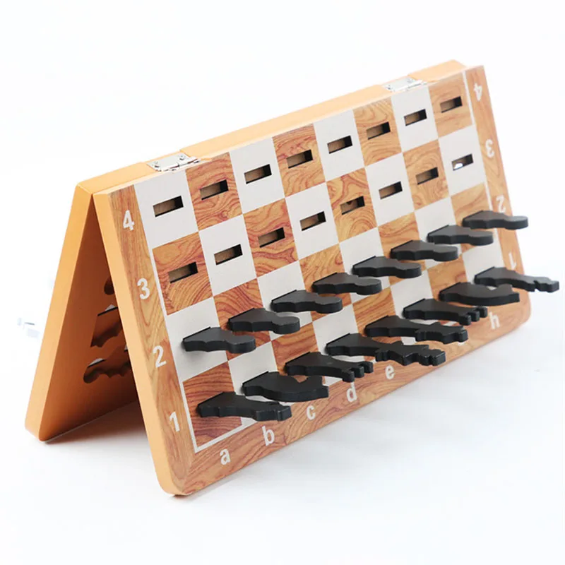 Wooden Chess Set Children's Beginners Folding Chessboard 29*14.5*2cm Groove Storage Chess Pieces Home Education Table Games Gift