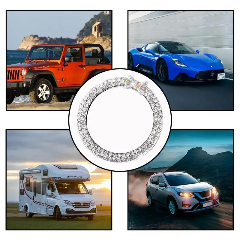 Car Engine Start Stop Decoration Ring Rhinestone Design Push To Start Button Ring Car Ignition Button Decoration Ring Start