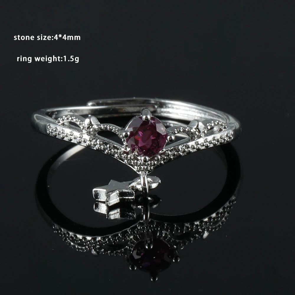 100% natural gemstone garnet copper-plated with silver adjustable ring for women gift jewelry