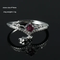 100% natural gemstone garnet copper-plated with silver adjustable ring for women gift jewelry